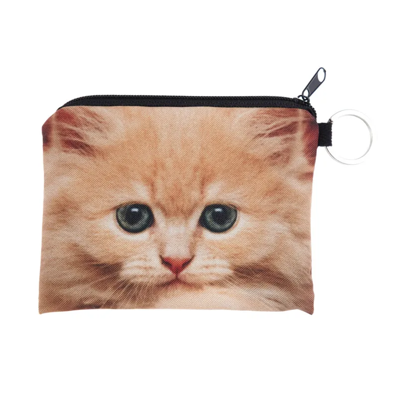 

New Women Coin Purses Cute Girl Mini Bag Key Ring Case Zipper Wallet Lovely cats 3d print Pouch Change Purse wholesaleCP4020