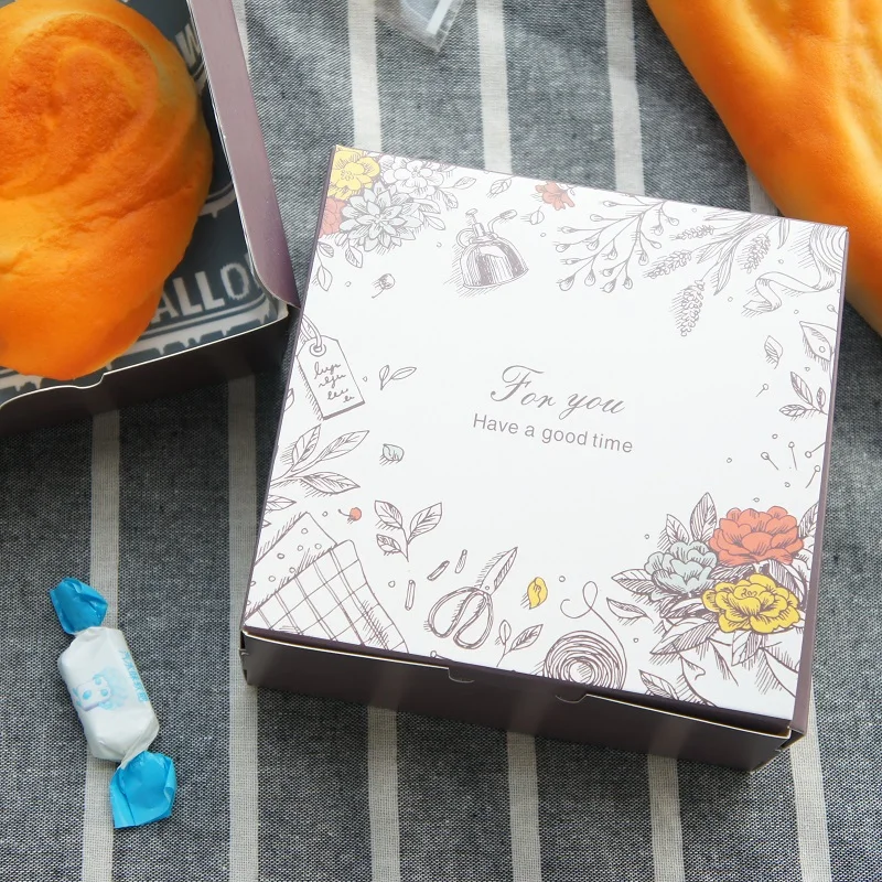 

13.5*13.5*5cm 10pcs for you handmade Paper Box cookie Macaron Chocolate Christmas Birthday Party Gifts Packaging Storage Boxes