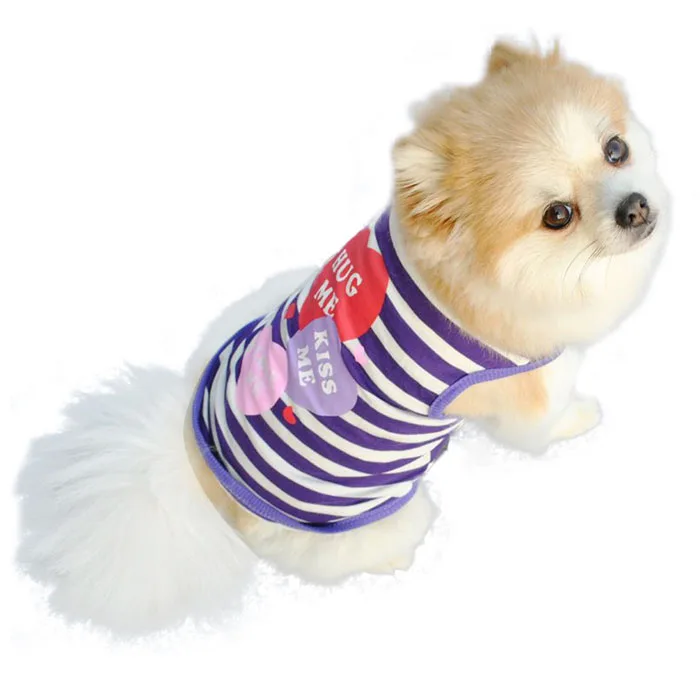 Супер предложения, летняя футболка для щенка, маленькая собака, кошка, одежда для домашних животных, Полосатая майка, футболка