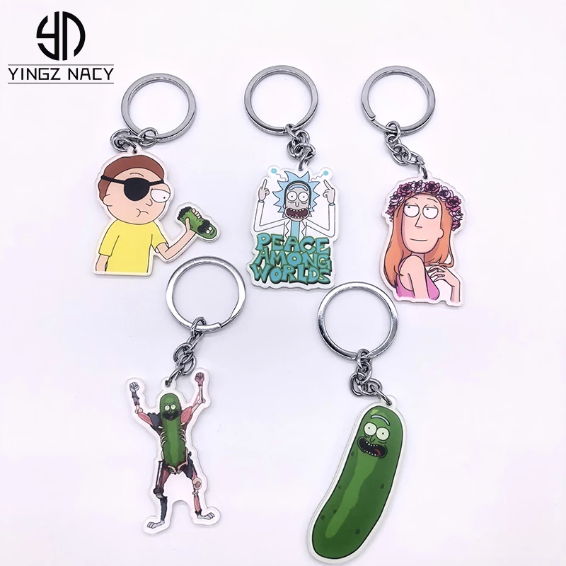 

Rick and Morty Keychains Pickle Rick Cute Cartoon Key Chains Keyrings For Women Men Ornament Cosplay Collection Gift For Car Key