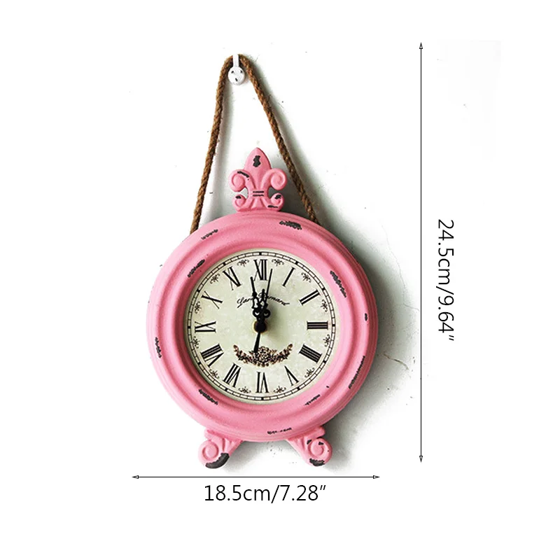 

Antique Wooden Clock Quartz Clock Wooden Handicraft Clock Home Wall Hanging Decoration Wall Hemp Rope Round Small Wall Clock