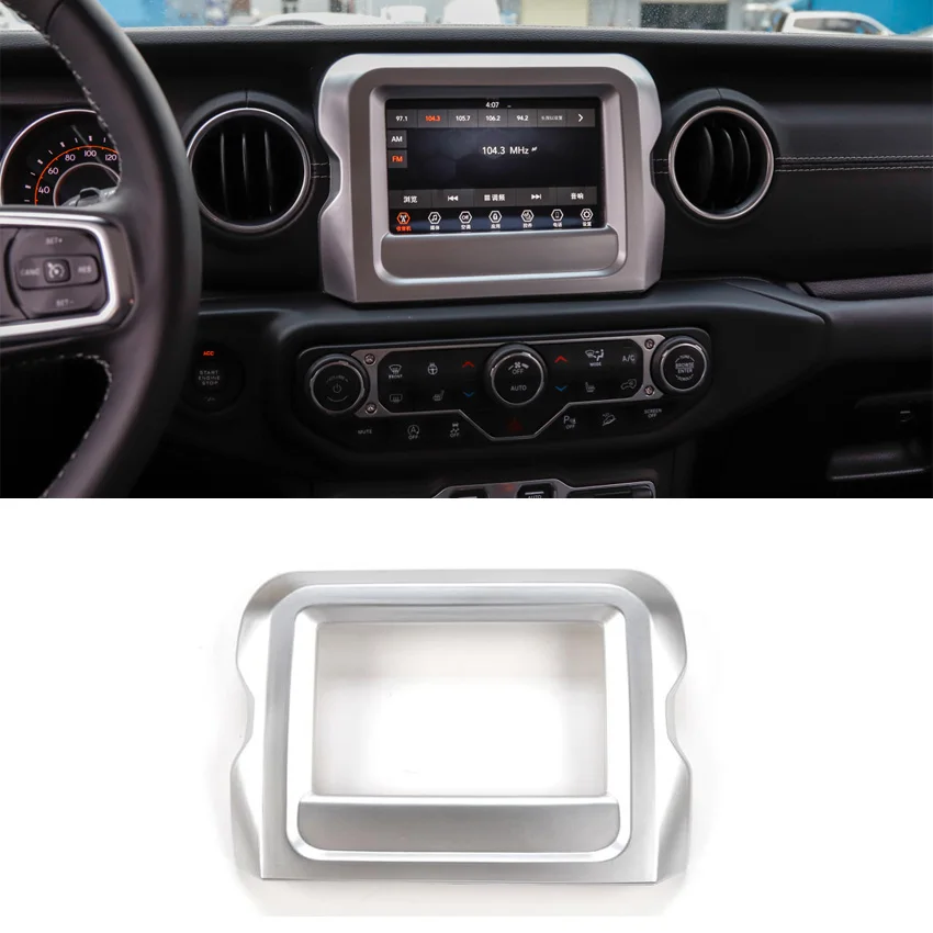 JXKaFa Fit para Jeep Wrangler JL 2018 coche GPS navegación decoración marco bisel calcomanía recorte estilismo ABS partes interiores