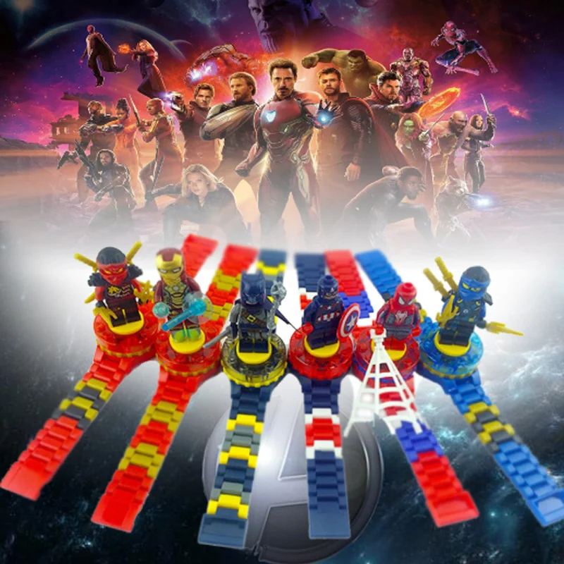 

Marvel Avengers Super Hero Watch Building Blocks Figures Bricks Funny Toys for Children Compatible Watch Gift