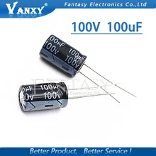 20 шт Высокое качество 100V100UF 10*17 мм 100V 100 мкФ 10*17 электролитический конденсатор с алюминиевой крышкой