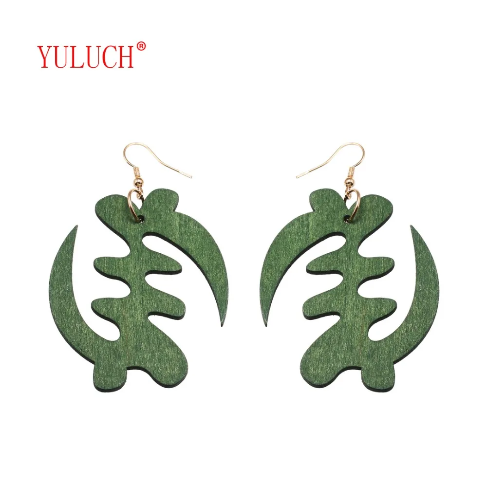 

YULUCH New Special Symbol Wood Pendant Earrings African Wood Jewels For Women's Party Halloween Personality Accessories