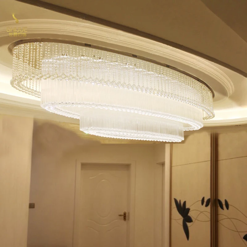 

Villa Living Room Hall Ceiling Light Oval Hotel Lobby Crystal Light Customized Large Club Sales Project Light led lighting lamps