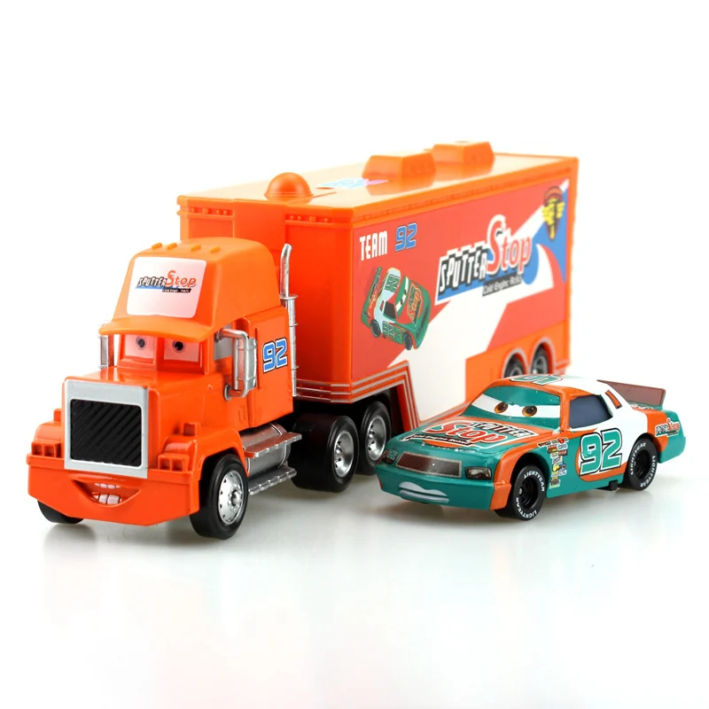 

Disney Pixar Cars 2Pcs/lot No 92 Racing Mack Uncle Truck 1:55 Diecast Metal Alloy And Plastic Modle Toys Car For Children Gifts