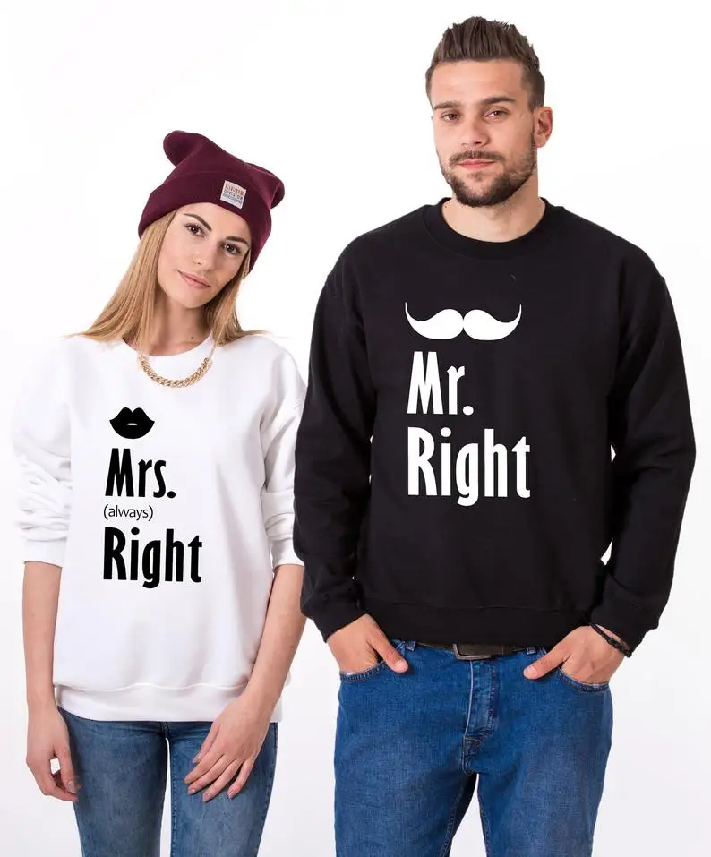 Свитшот Skuggnas с надписью Mr Right Mrs Always модный джемпер унисекс в Подарок на годовщину