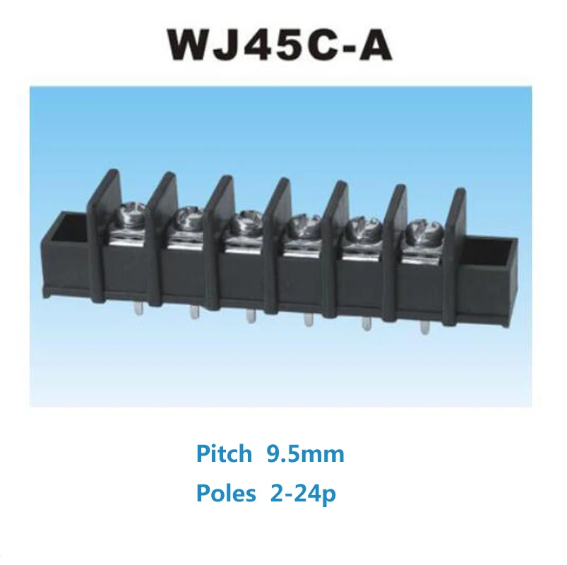 

25pcs Barrier Screw Terminal Block pitch 9.5mm Straight Pin 4P bornier blocks connector with holes 300V 25A 12AWG