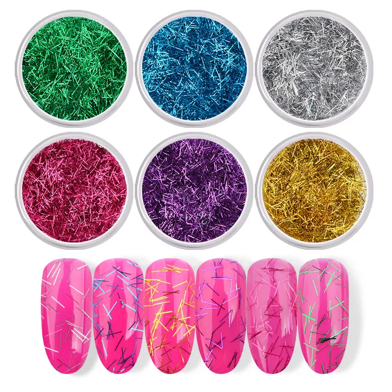 

6 Pcs/set laser Nail Art Glitter Sequins Set Symphony Mixed Color Lace Strips Flakes 3D UV GEL Manicure DIY Nail Art Decoration
