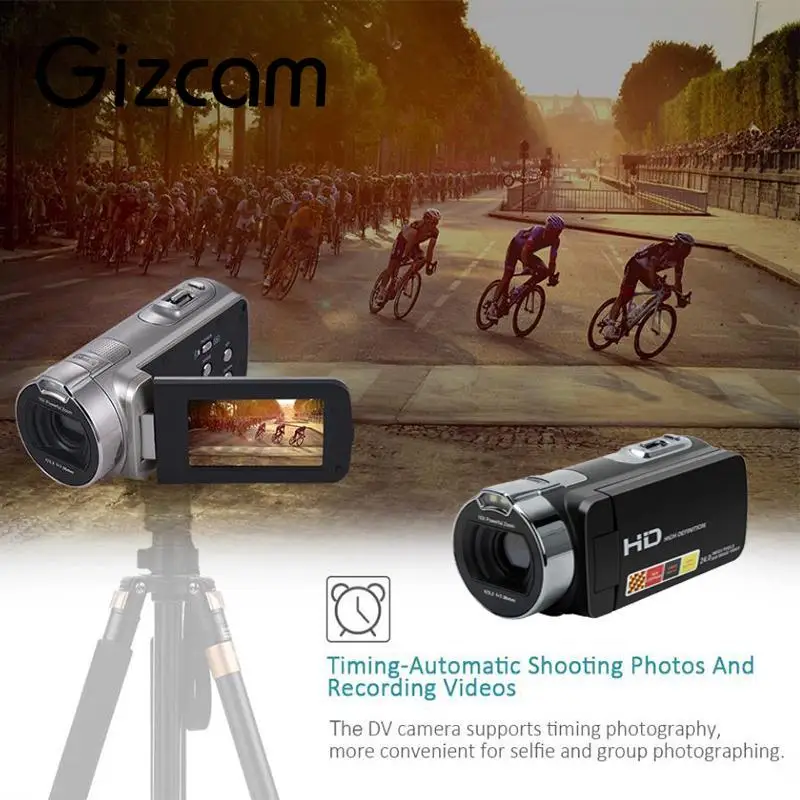 

Gizcam HDV 312P 2.7'' inch 24.0MP Digital Camera 1080P 16x Zoom DV 270 Degrees Rotate Screen With Microphone Speaker UK/US Plug