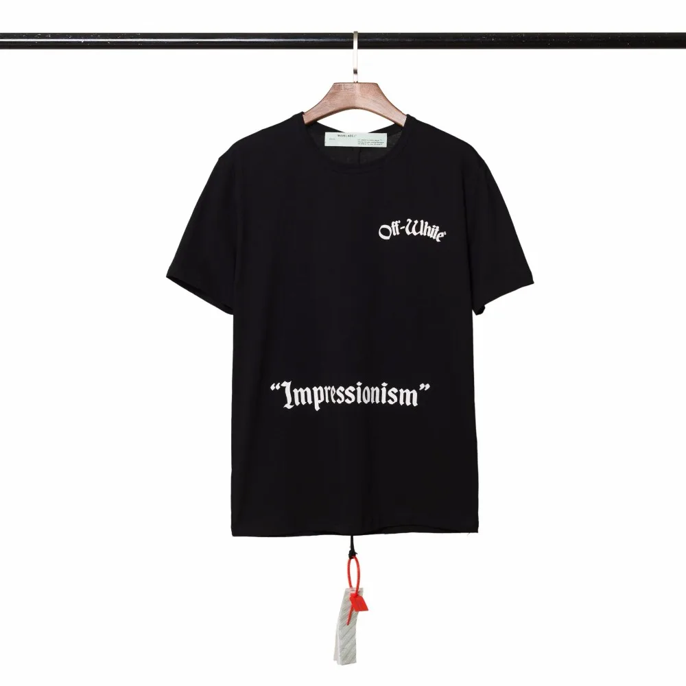 OFF-WHITE OW Street хип хоп письмо хлопок мужская футболка с коротким рукавом