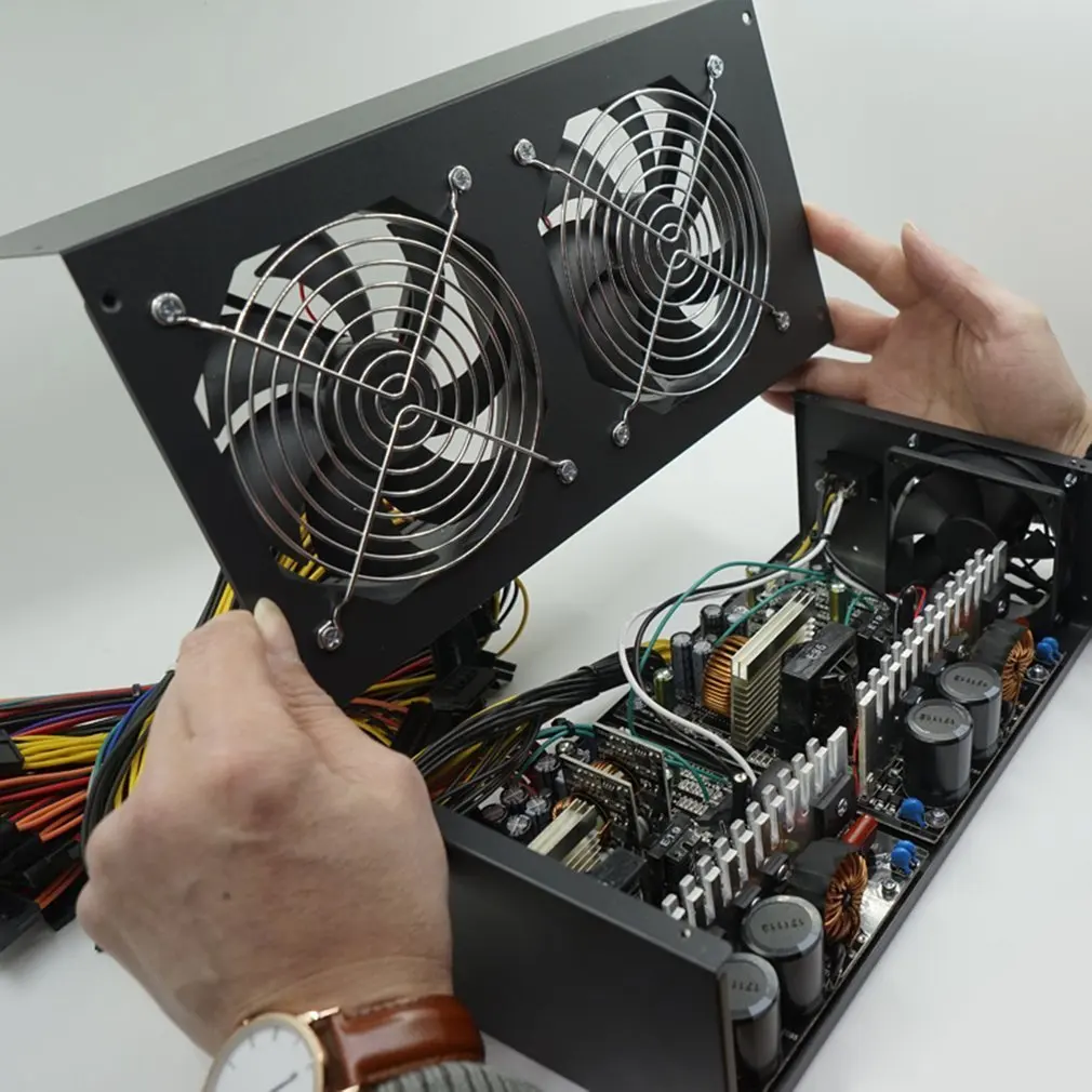 

1650W ATX Power Supply PFC Type with 3 Fan For Eth Rig Ethereum Coin Miner 8 SATA Interfaces Mining Power Supply