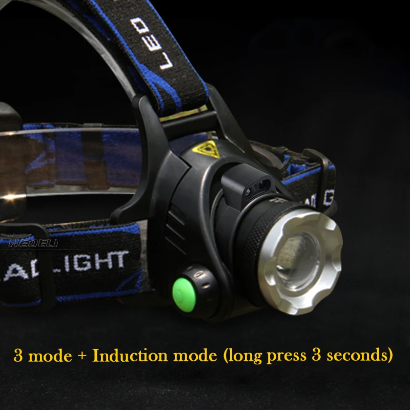 Светодиодный головной фонарь с usb датчиком налобный cree xm l t6 l2 водонепроницаемый