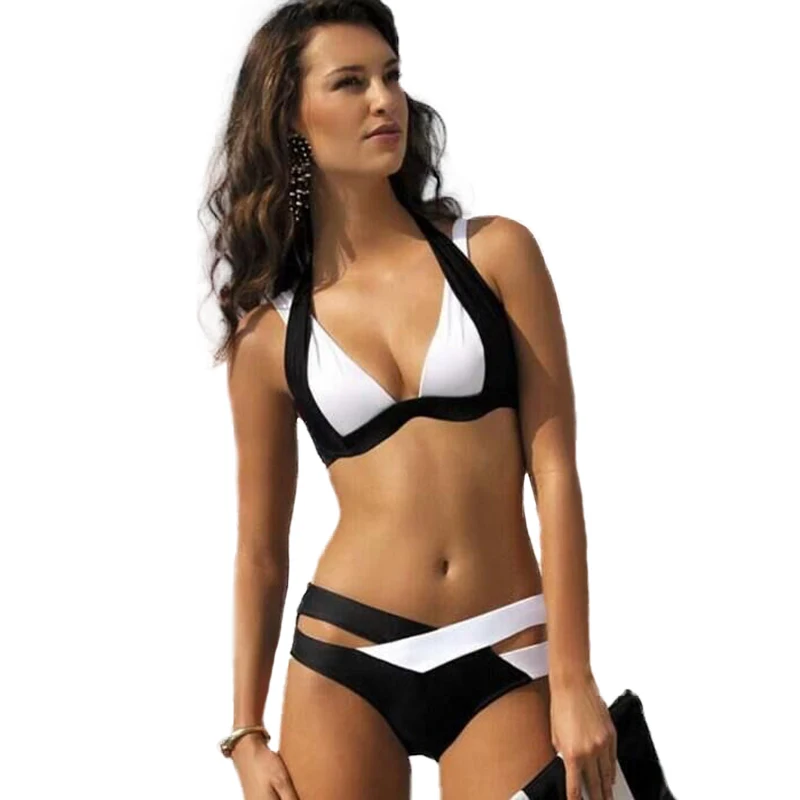 Женский купальник бикини с чашками пуш ап размеры до 3XL|patchwork set|patchwork womenpatchwork swimwear