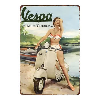 

Motorcycle Girl Tin Signs Shabby Chic Metal Plate Retro Home Wall Music Bar Art Garage Decor Iron Poster Cuadros DU-2354