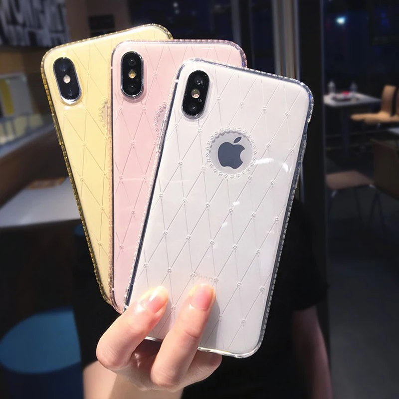 

SUYACS Phone Case For iPhone XS Max XR 6 6S 7 8 Plus X Glitter Powder Lined Transparent Soft TPU Phone Back Cover Cases