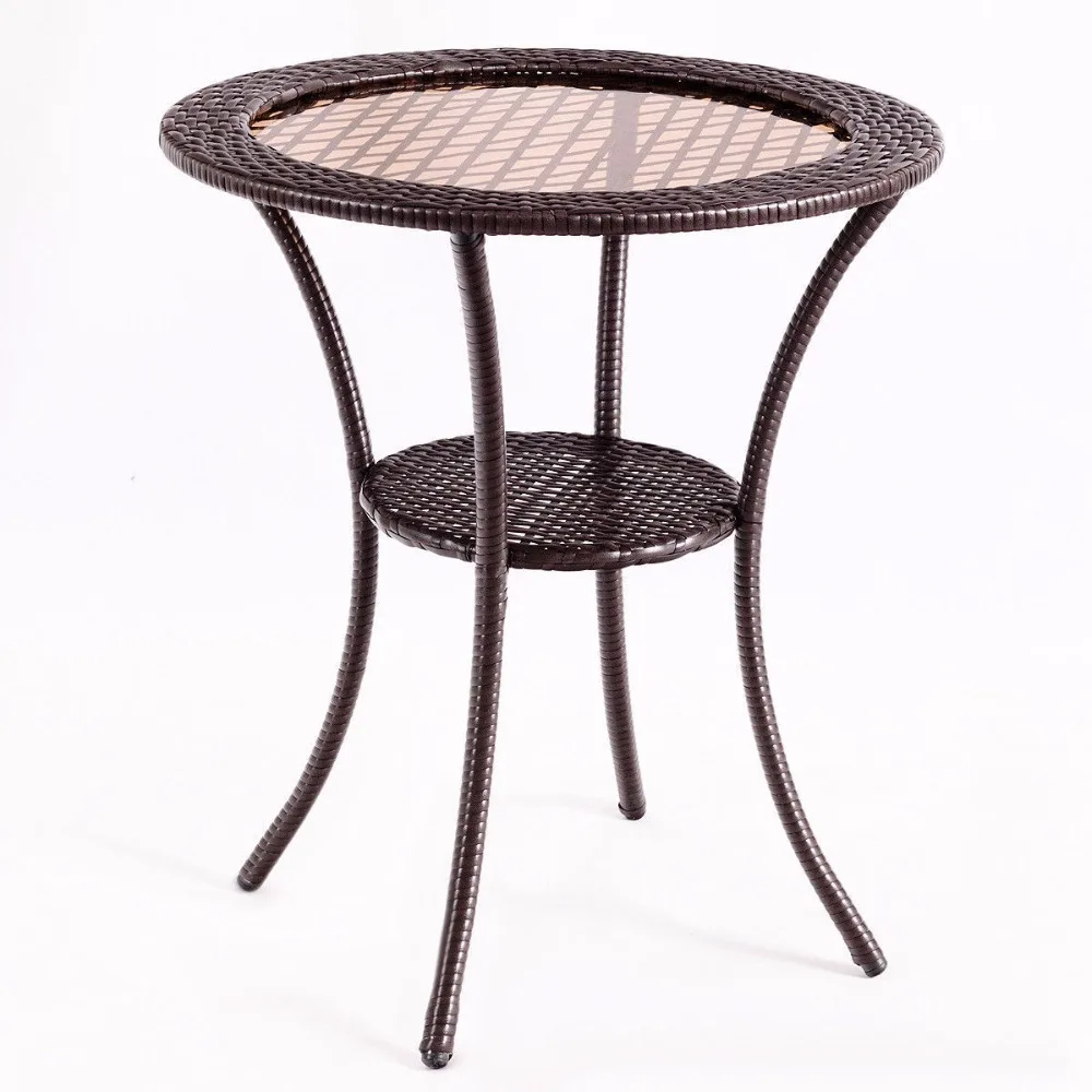 Giantex Round Rattan Wicker Coffee Table Glass Top Steel Frame Patio Furni W/Lower Shelf Home Furniture HW59335 Giantex Round Rattan Wicker Coffee Table Glass Top Steel Frame Patio Furni W/Lower Shelf Home Furniture HW59335