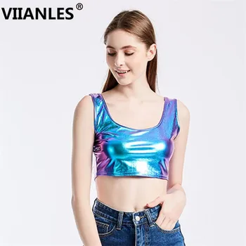 

VIIANLES Skinny Crop Top Women Summer Sexy Camis Sleeveless Slim Club Tops Vest Female Ladies Dance Tank Top Short Camisole XXL