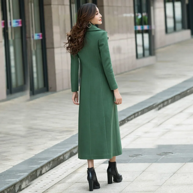 Шерстяное пальто женское 2018 зимнее Модная тонкая Длинная кашемировая верхняя