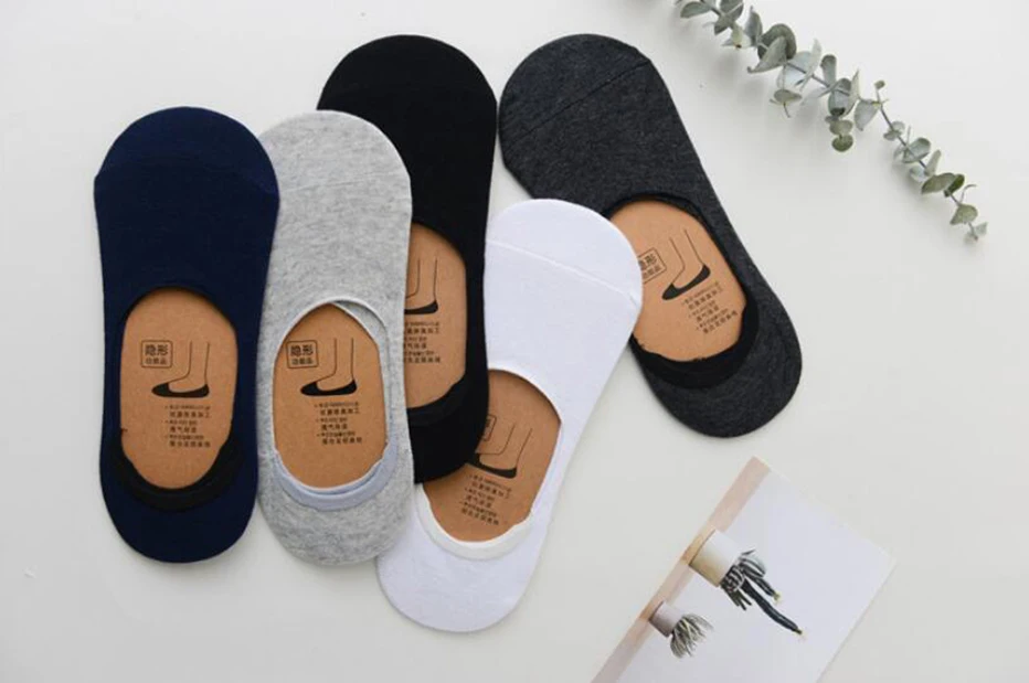 5 пар хлопковые носки-лодочки черные белые серые невидимые носки для мужчин силиконовые Нескользящие летние дышащие носки для мужчин