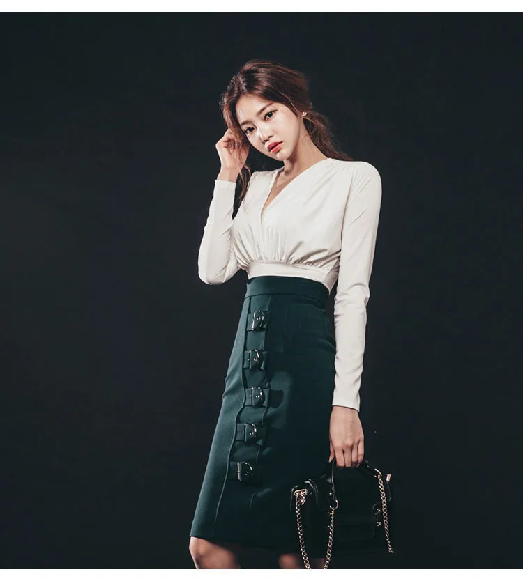 W V-neck Sexy White Slim Fit Kniting Long Sleeve Women Top Blouse Shirt Spring 2017 (5)