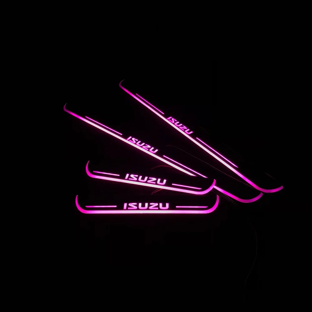 RQXR led движущиеся двери потертости для Isuzu серии динамический порог пластина плоский накладной поток/фиксированный свет, 4 шт