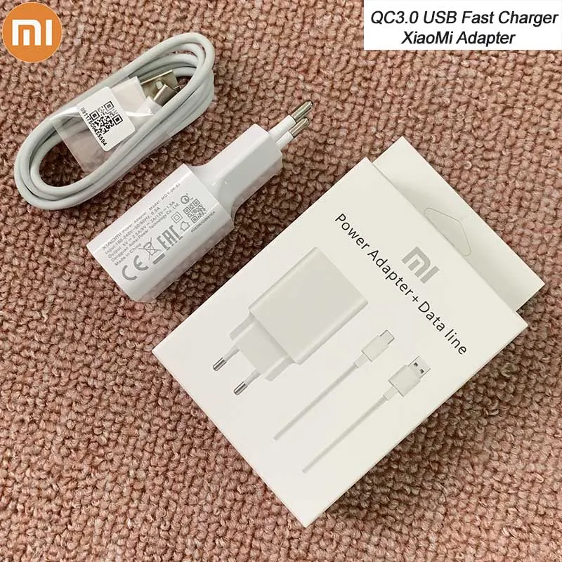

Original XIAOMI Fast Charger 12V/1.5A QC3.0 Adapter USB TYPE C Data Cable For Mi F1 A1 A2 5 6 8 9 SE Redmi S1 S2 Note 7 k20 Pro
