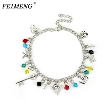 Браслет с подвесками «Kingdom Hearts» Sora Key Blade Crown Heart Crystal Bead аксессуары браслеты для женщин модный браслет ювелирные изделия