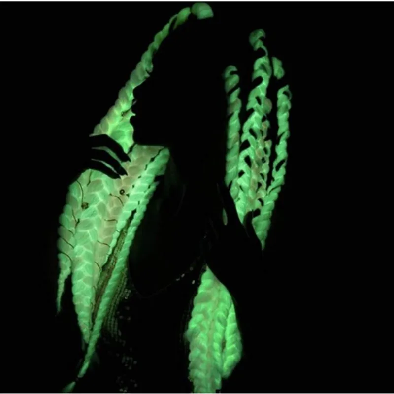24inch 100g Glowing Hair Extensions Synthetic Jumbo Braids Shining Braiding Hair Glow Braid For Kids Event Party