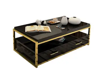 

Natural glass Stainless steel Coffee Table Living Room Home Furniture minimalist modern rectangle mesas de centro table basse