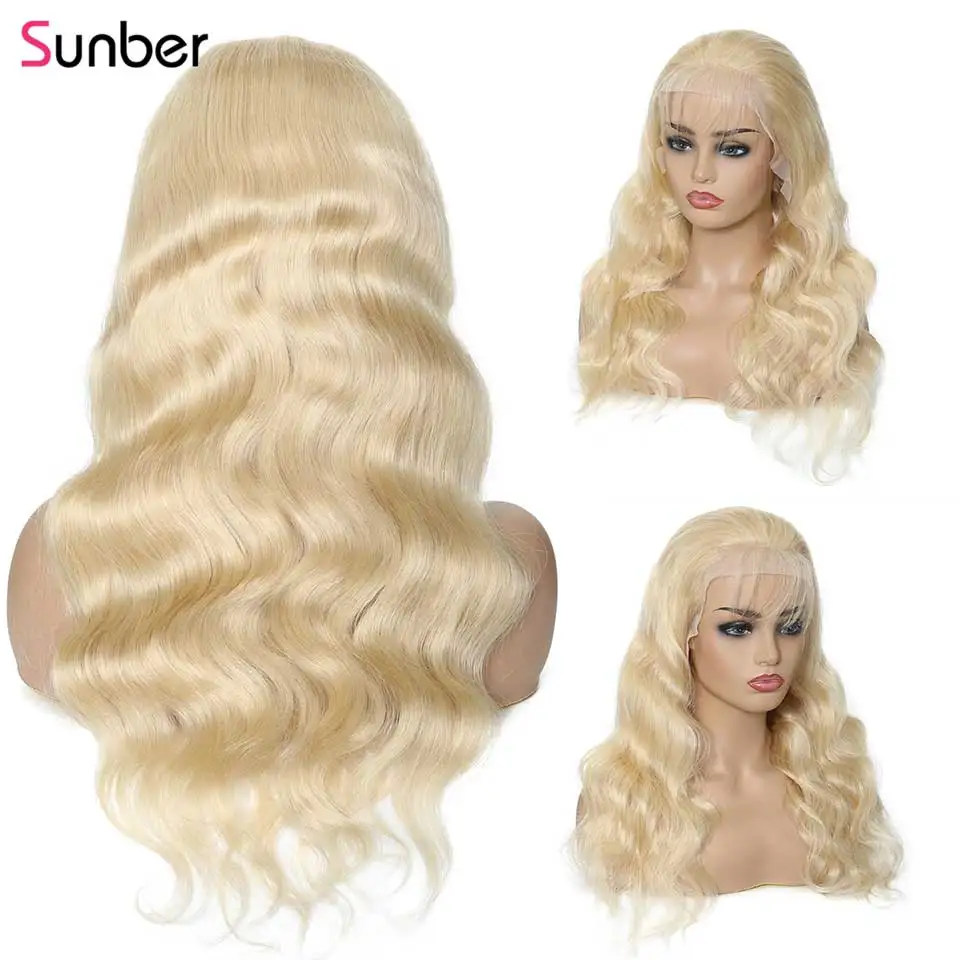 Sunber Hair, 613 блонд, объемная волна, парик на кружеве для женщин, remy hair 13x4/6, плотность 150%, бразильский предварительно выщипанный прозрачный парик на шнурке