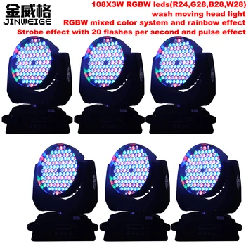 

Free Shipping 6pcs/Lot 108x3w RGBW 4in1 Wash Moving Heads 12 DMX512 Channel DJ Nightclub Party Concert