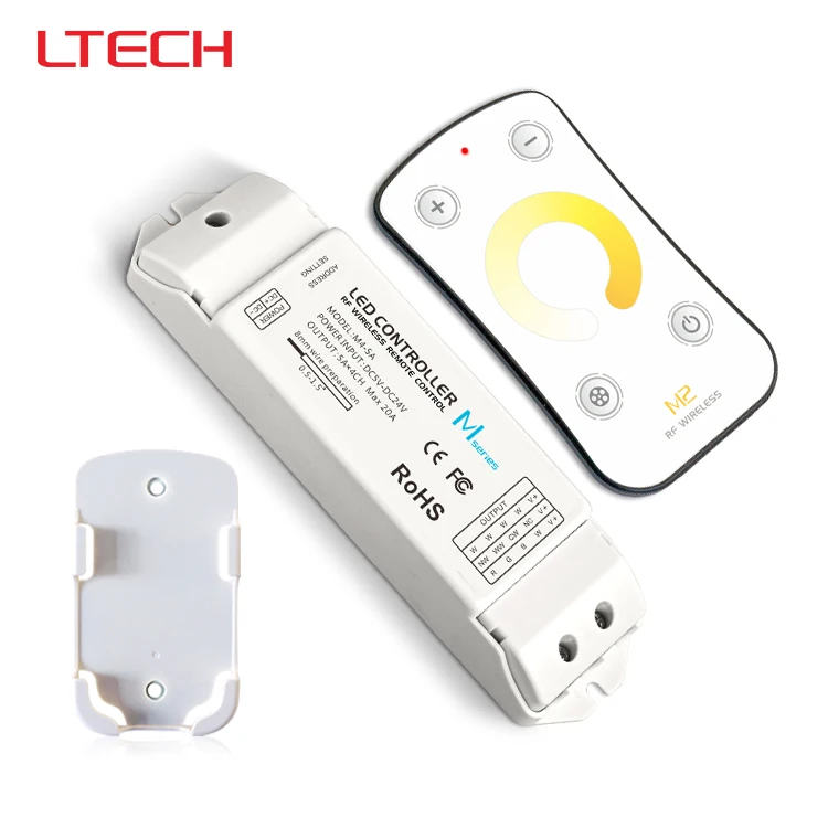 

M2+M4-5A,M2 touch rf remote with M4-5A CV receiver led dimmer controller,DC5V-DC24V input,5A*4CH max 20A output