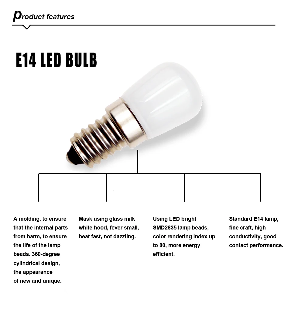 4 шт. в партии мини E14 светодиодный лампы Lamparas холодильник Light 1,5 W COB Стекло AC 220 V осветительная лампа морозильник холодильник люстры