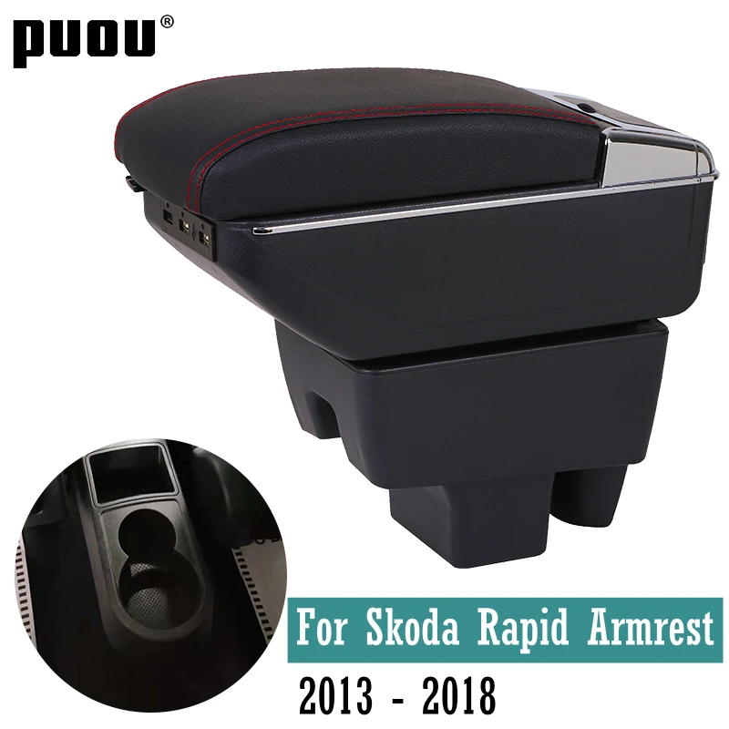 Поворотный подлокотник для Skoda Rapid 2013 2018, центральный контейнер для хранения контента, держатель для чашек для салона автомобиля|Подлокотники|   | АлиЭкспресс