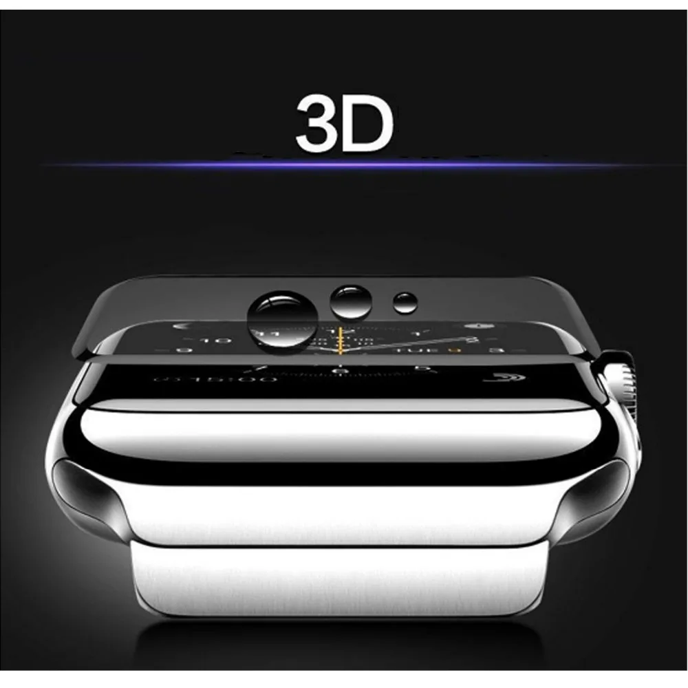 Хохлатая закаленная пленка для apple watch 42 мм 38 мм 3D стекло изогнутая поверхность анти-шок полноэкранная Защитная пленка для iwatch 1/2/3