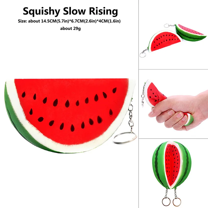 Squeeze Squishy Watermelon Slow Rising Simulation Stress Stretch Bread squish Fruit toy kids toys christmas free shipping - Цвет: watermelon