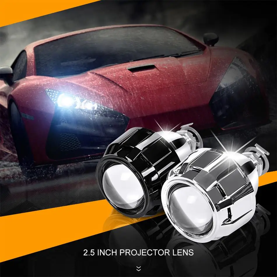 RACBOX سيارة التصميم 2.5 بوصة HID ثنائية زينون جهاز عرض صغير عدسة التحديثية H4 H7 كشافات العدسات الأسود الفضة استخدام H1 لمبة RACBOX سيارة التصميم 2.5 بوصة HID ثنائية زينون جهاز عرض صغير عدسة التحديثية H4 H7 كشافات العدسات الأسود الفضة استخدام H1 لمبة