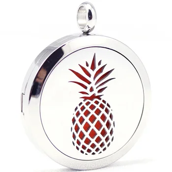 

30mm stainless steel pineapple design aromatherapy aroma essential oil diffuser necklace