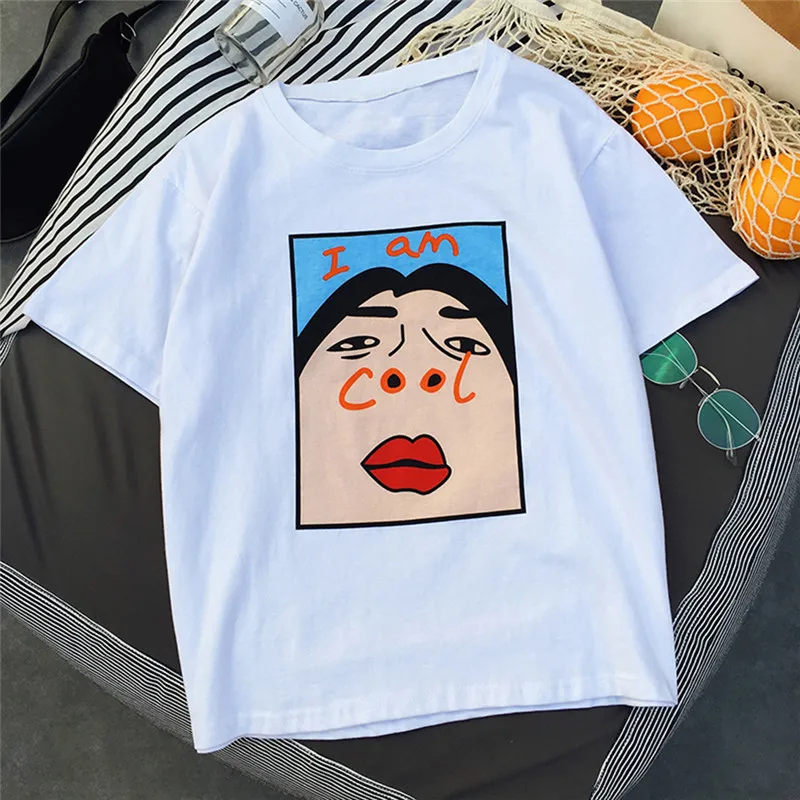 

Velishy I am Cool Funny Letter Print White T shirt Women Korean Creative Female T-shirt Fashion Spoof Black Top Tee S-XL