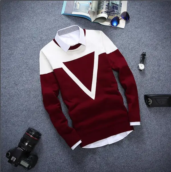 Новинка года; Повседневный пуловер с длинными рукавами; свитер с круглым вырезом - Цвет: Красный