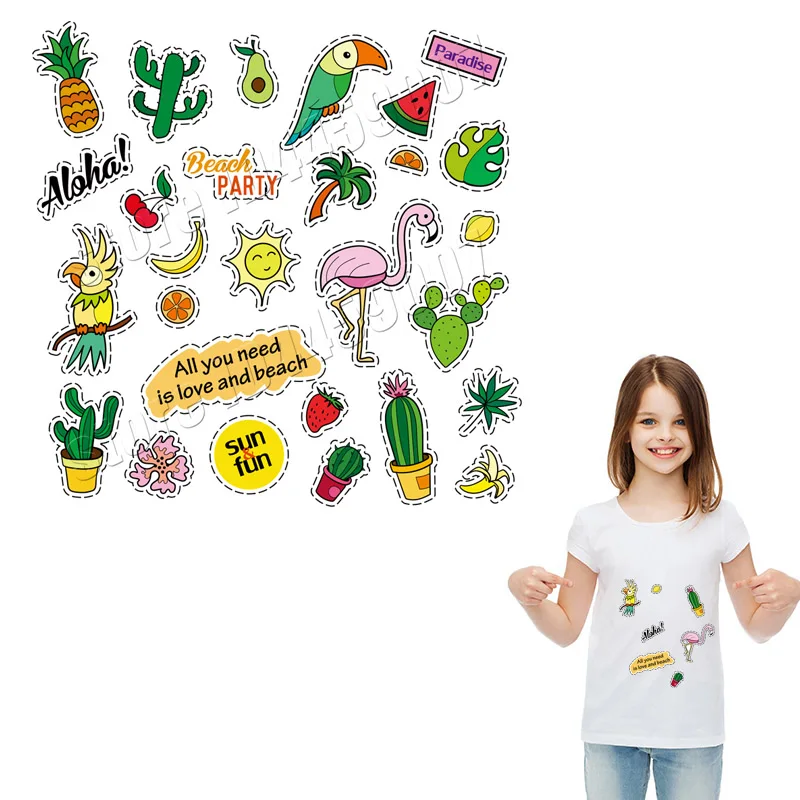 

Small Sweet Parches For Girls T-Shirts All Match Handmade Printed Stickers DIY Washable A-Level Thermal Transfer Patches