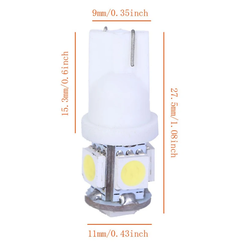 KEYECU комплект из 10 шт. Белый 5050 5SMD T10 W5W 192 168 Автомобильный интерьер куполообразная парковка Поворотники боковые на приборную панель, для номерного номер