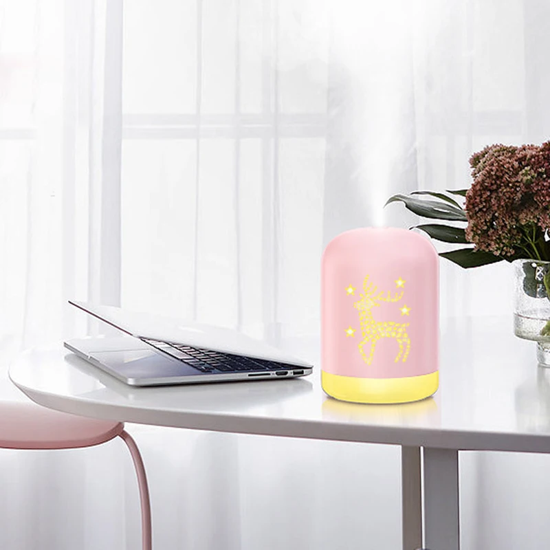 

340Ml Christmas White Deer Air Humidifier Essential Oil Diffuser For Home Car Aromatherapy Aroma Diffuser With Lamp