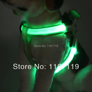 

Wholesale 5pcs/lot Nylon Safety Pet Dog Belt Harness Glow LED Flash Flashing Light Up Leash Tether led dog harness led leash