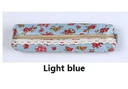 light blue Цветы пеналы Корея Канцелярские Пенал плюс размер пенал на молнии ручка карман милые школьные принадлежности подарок - Цвет: light blue