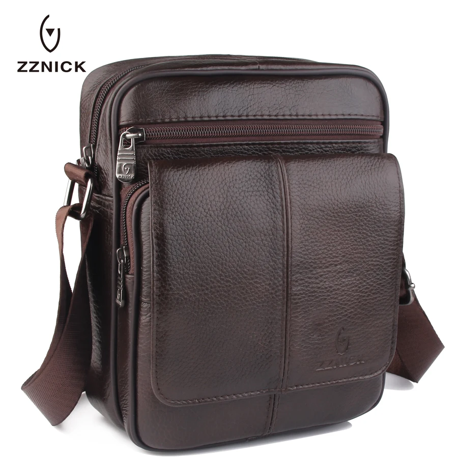 ZZNICK 2019 جديد الرجال حقيبة كتف صغيرة جلود الأبقار الأصلية حقيبة ساع للرجال عارضة صغيرة Crossbody حقيبة السفر أكياس