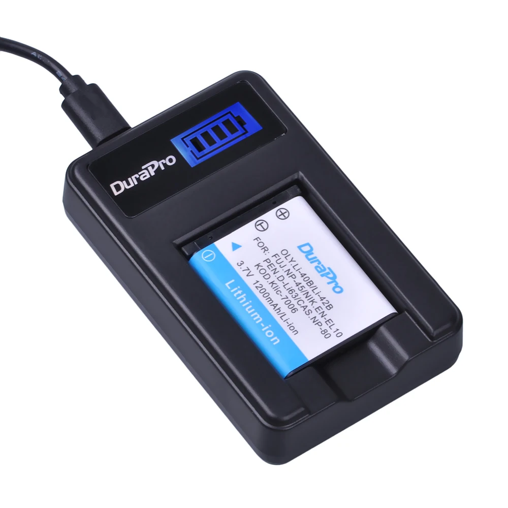 2 Batteries + Charger (Auto/Sector) for Olympus Li-40B/42B, FE-.., mju.., µ.., TG.., VG.., VR