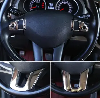 

For Kia Sportage R 2011 - 2015 ABS Chrome Steering Wheel Decorative Trim 3pcs